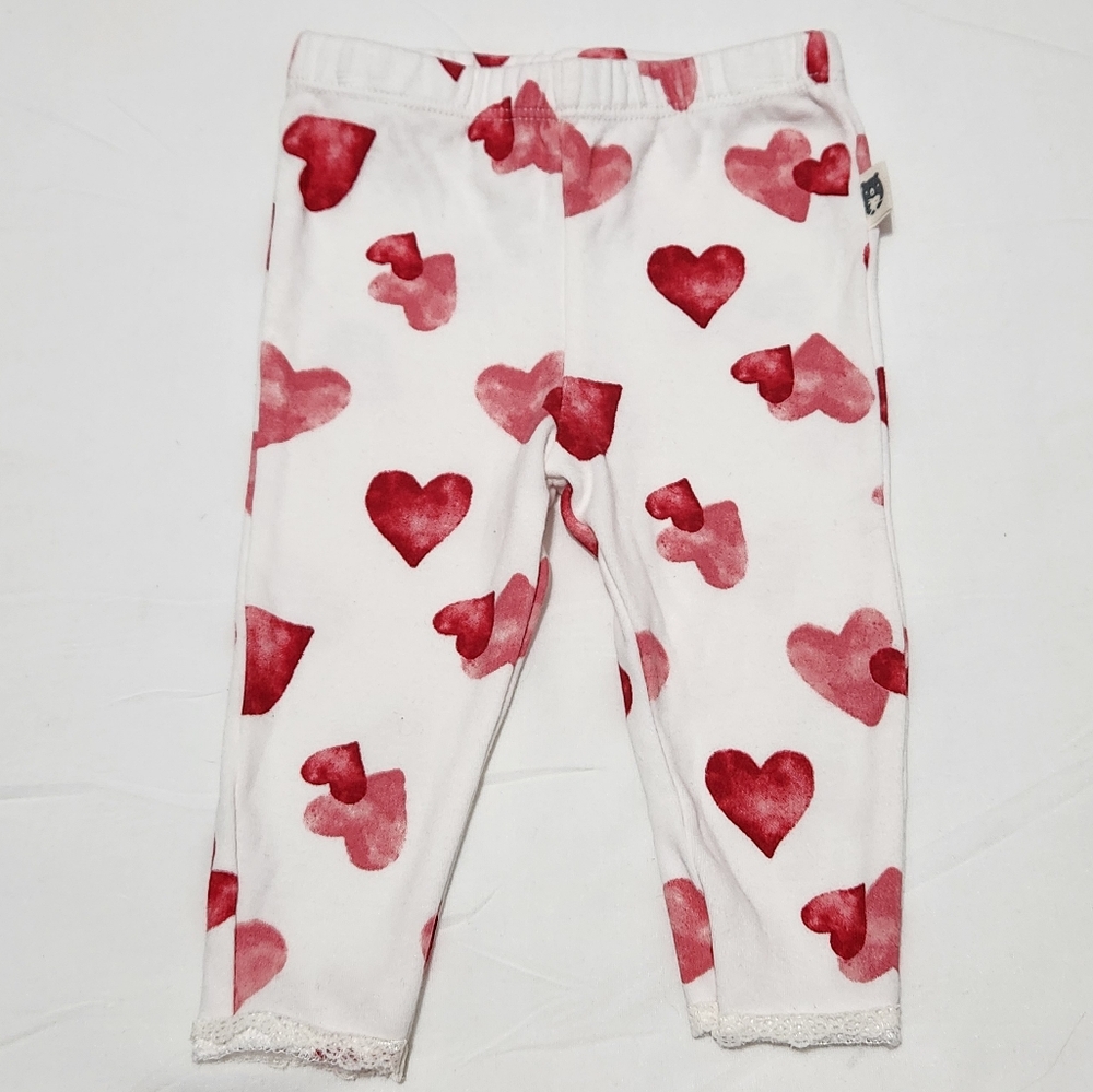 Baby 3 to 6 months Rabbit & Bear Organic Cotton Heart Pants Leggings Red white